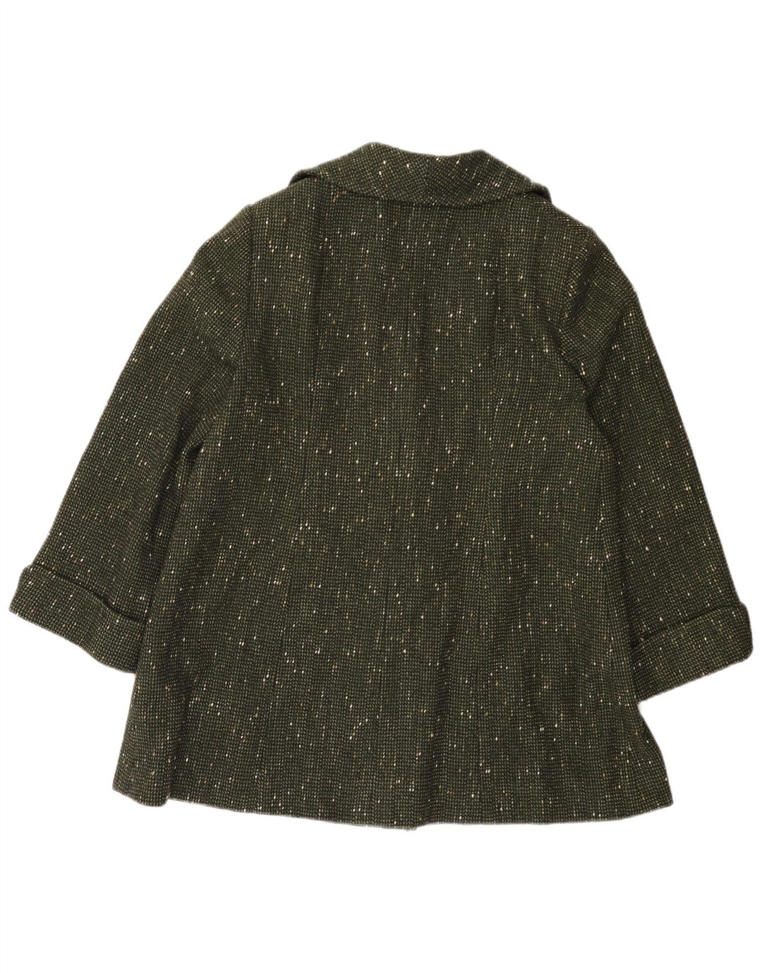 Płaszcz damski w stylu vintage UK 14, duży, zielony, nakrapiany
