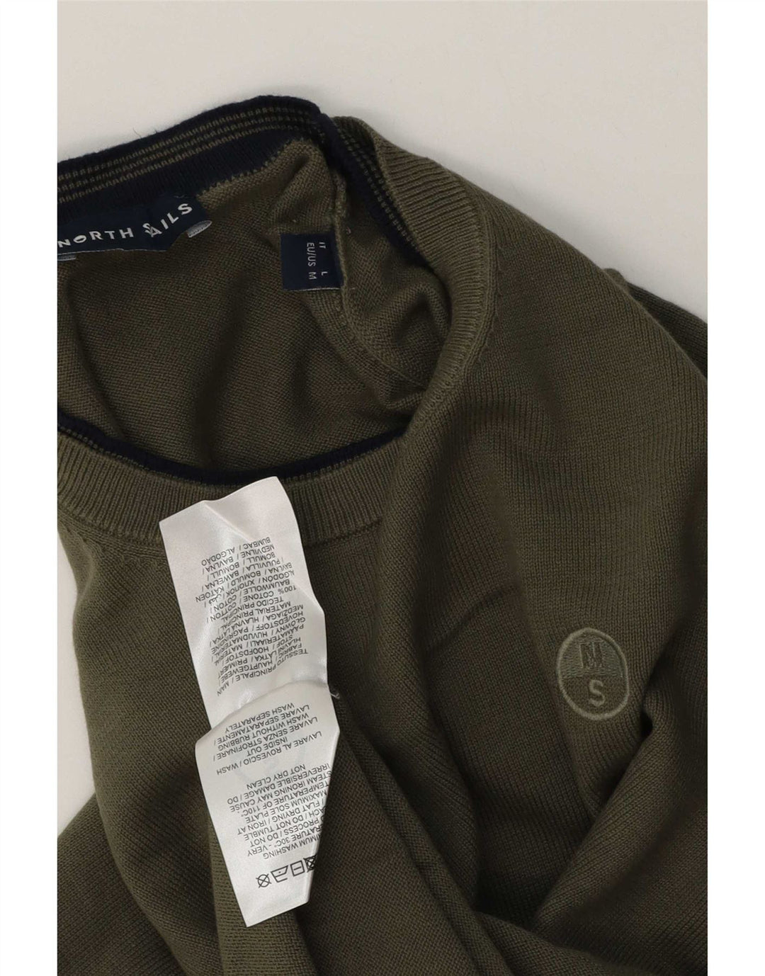 Męski sweter z okrągłym dekoltem North Sails, średniej wielkości bawełna khaki