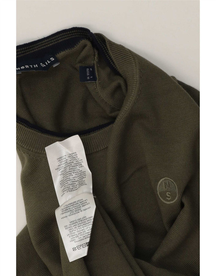 Męski sweter z okrągłym dekoltem North Sails, średniej wielkości bawełna khaki
