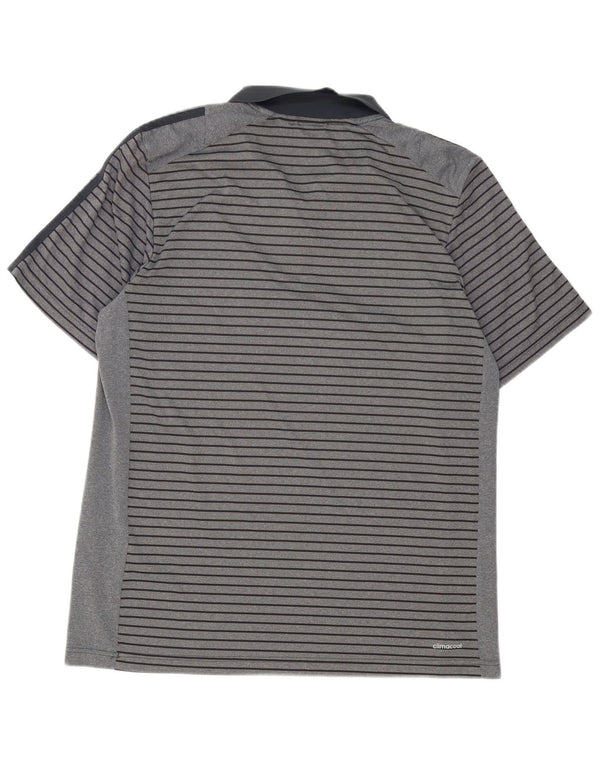Męska koszulka polo adidas Climacool XL w szare paski z poliestru