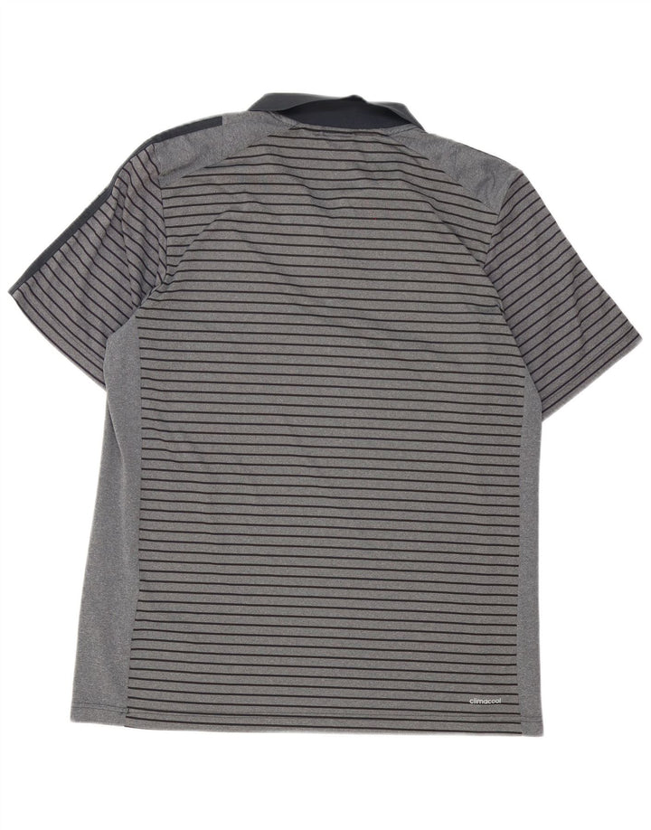 Męska koszulka polo adidas Climacool XL w szare paski z poliestru