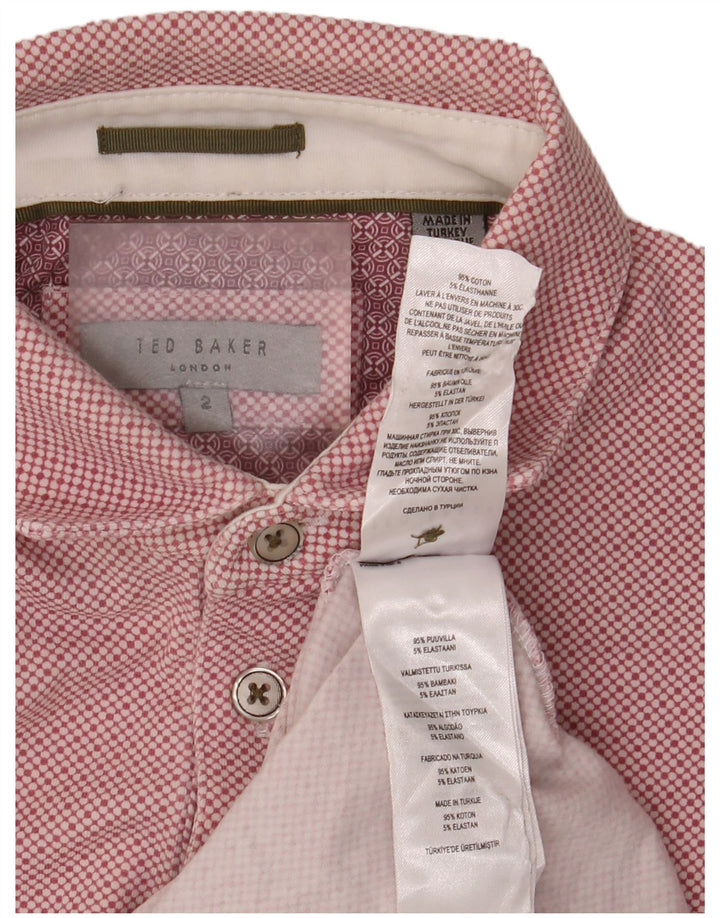 Męska koszulka polo Ted Baker, rozmiar 2, mała, różowa, bawełniana w cętki