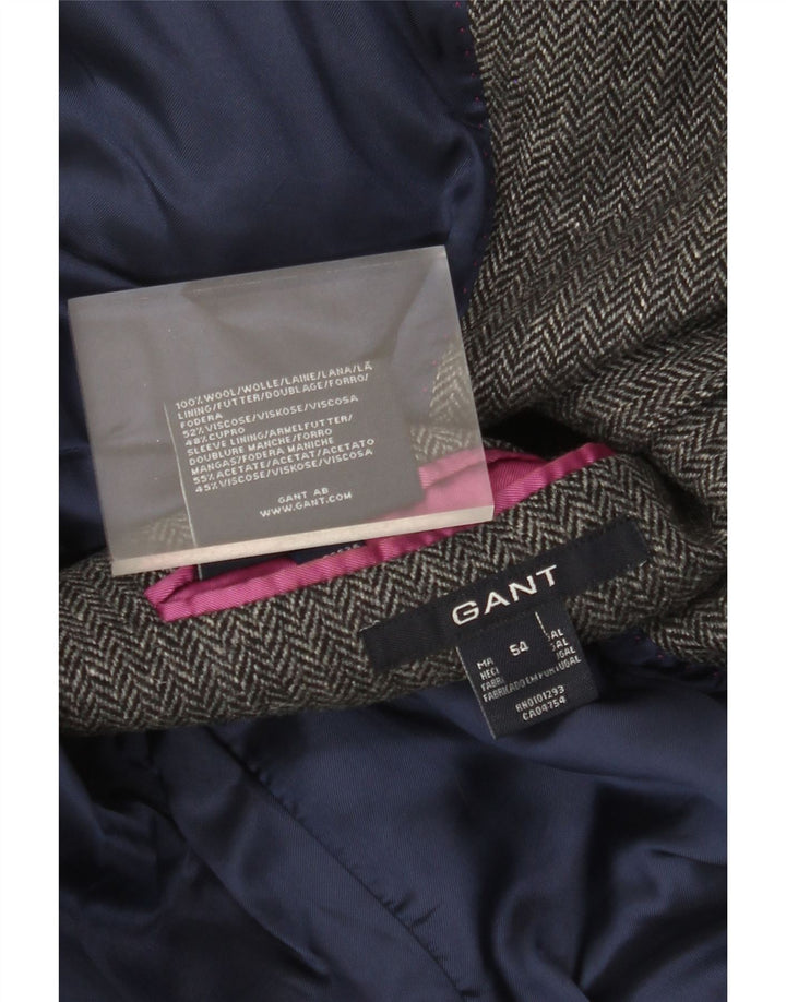 Męska marynarka Gant zapinana na 2 guziki IT 54 2XL Szara wełna w jodełkę
