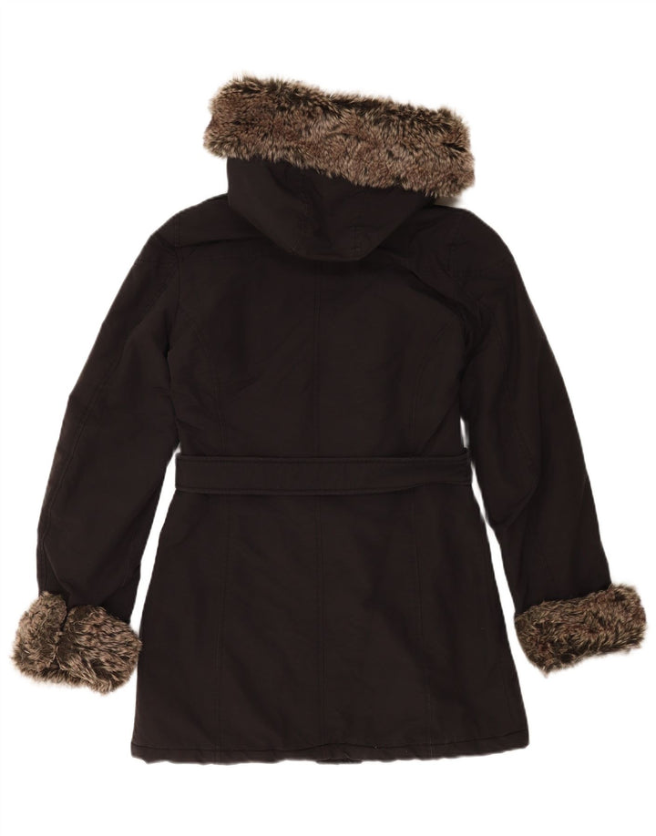 Damska kurtka parka z kapturem, oversize Refrigue UK 6 XS, czarny nylon