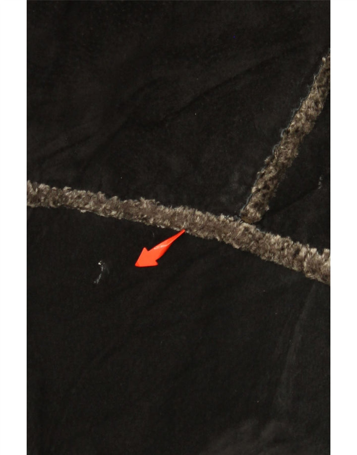 GIORGIO MOBIANI Męska zamszowa kurtka z kapturem UK 44 2XL Czarna skóra