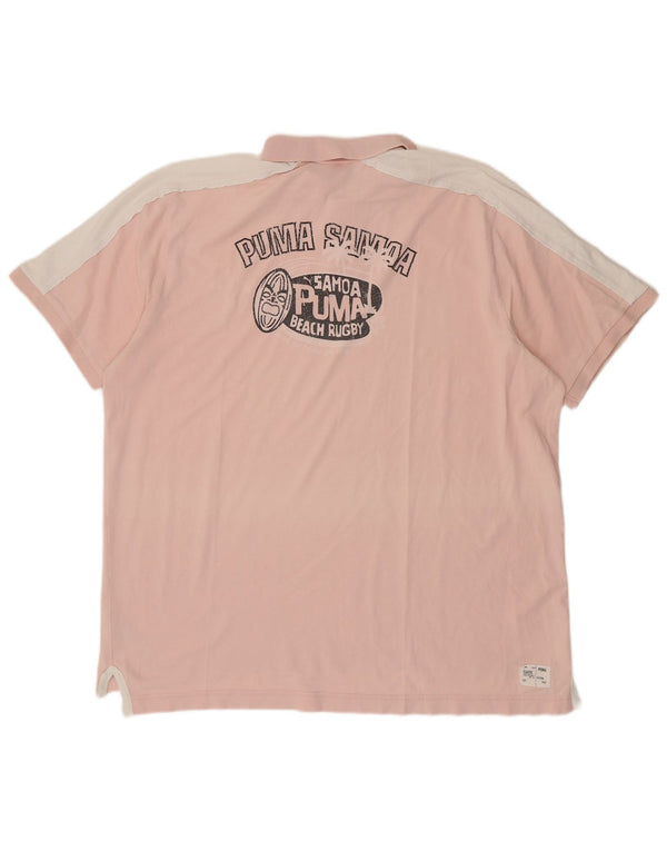 Męska koszulka polo Puma z grafiką 2XL, różowa, bawełniana z blokami kolorów
