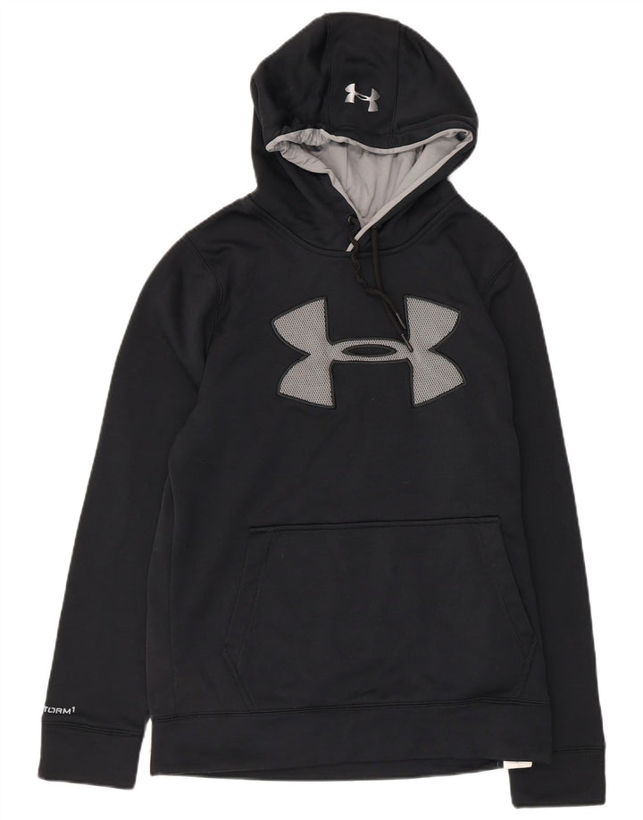 Męski sweter z kapturem i grafiką UNDER ARMOUR, mały, czarny, poliestrowy