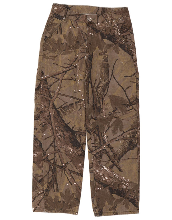 Męskie proste spodnie cargo w stylu vintage, średnie W30 L27, brązowe w kwiaty