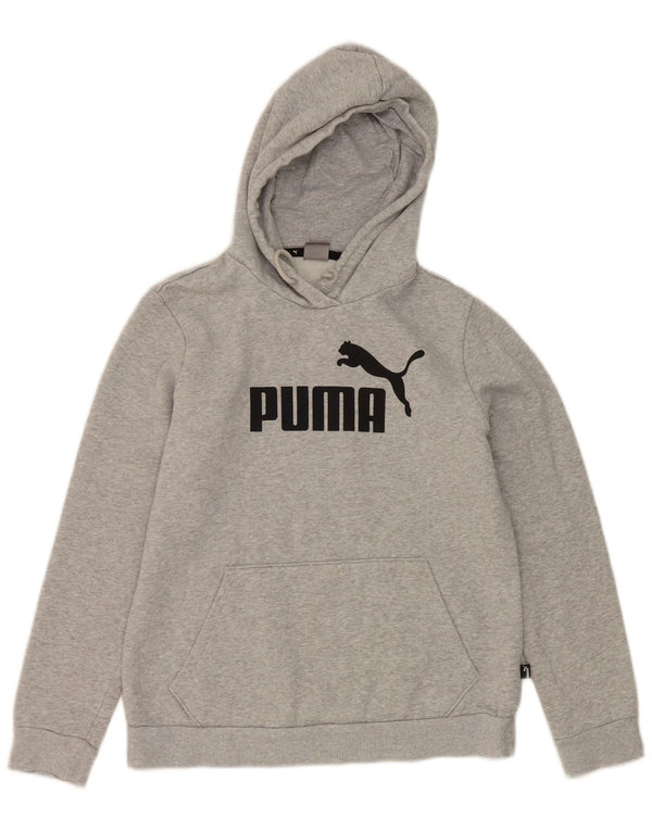 Damska bluza z kapturem Puma z grafiką UK 12, średnia szara bawełna