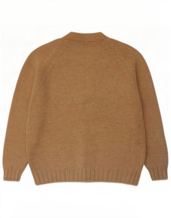 Męski luźny sweter w stylu vintage, duży, beżowy, wełniany