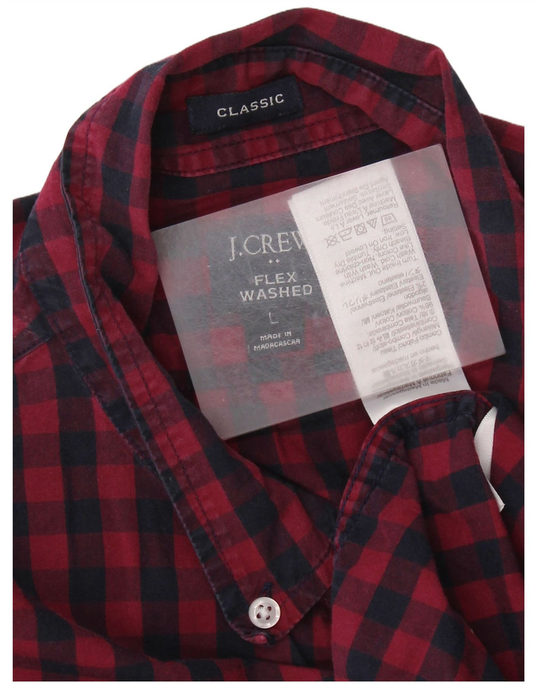 J. CREW Męska koszula o klasycznym kroju, duża, granatowa, bawełniana w kratkę
