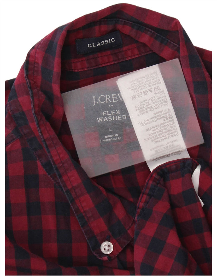 J. CREW Męska koszula o klasycznym kroju, duża, granatowa, bawełniana w kratkę