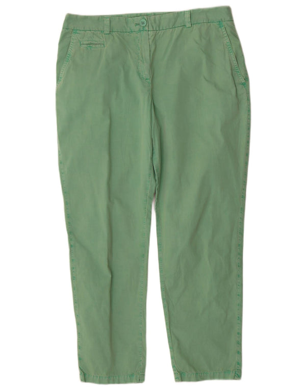 Marks & Spencer Womens Crop Chino Trousers UK 14 Large W34 L27 Green Cotton
