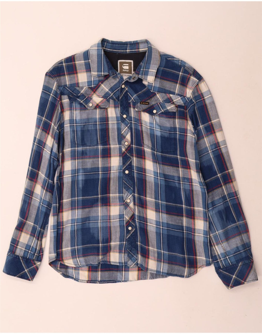 Męska koszula flanelowa G-Star XL w niebieską kratę, bawełniana