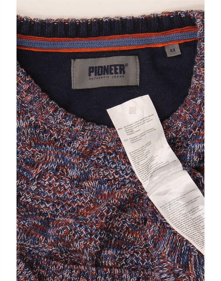 Męski sweter z okrągłym dekoltem Pioneer, średniej wielkości, wielobarwny, bawełniany nakrapiany