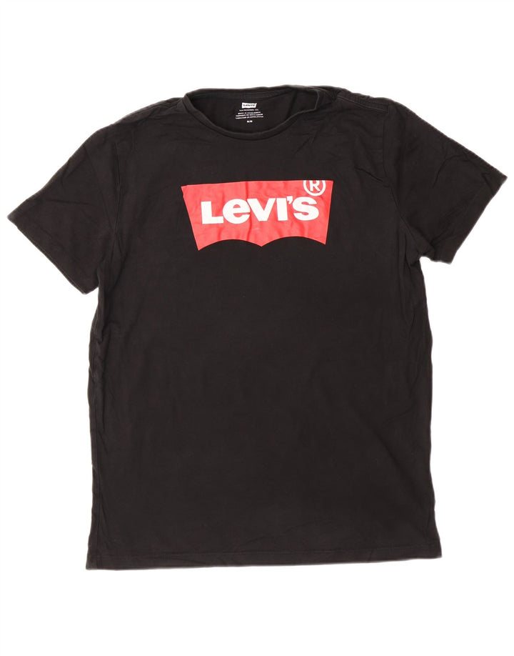 Męska koszulka z grafiką Levi's, średnia czarna bawełna