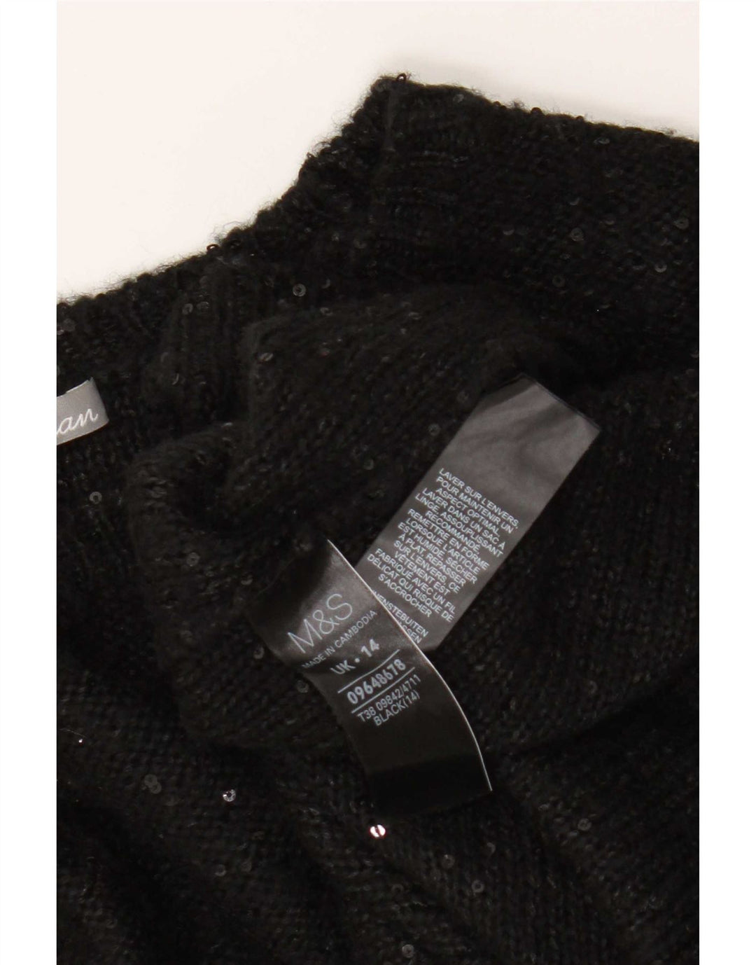 Marks & Spencer Damski sweter oversize z dekoltem w łódkę, UK 14, duży, czarny