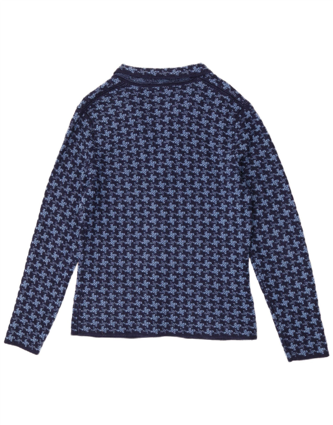 Vintage męski sweter kardigan IT 50 średni niebieski wełniany w pepitkę