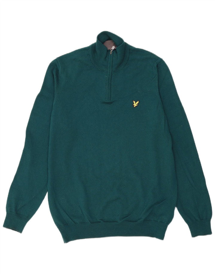 Męski sweter zapinany na zamek LYLE & SCOTT Średni zielony akryl
