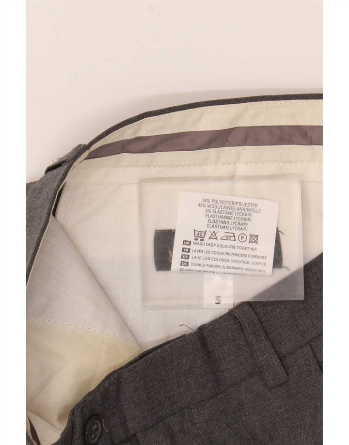 Męskie spodnie garniturowe Marks & Spencer W34 L31 Szary poliester