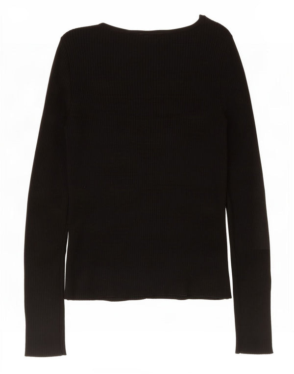 Marks & Spencer Damski top z długim rękawem UK 8 Small, czarna wiskoza