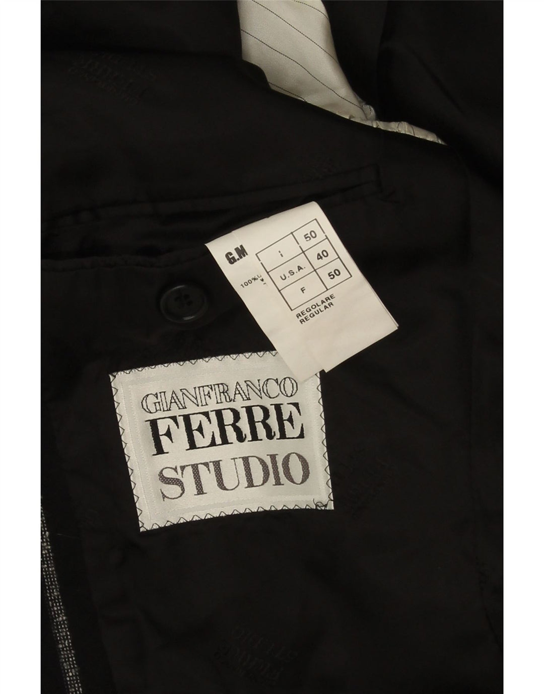 Męska marynarka zapinana na 3 guziki Gianfranco Ferre IT 50, duża, wełniana w czarne paski