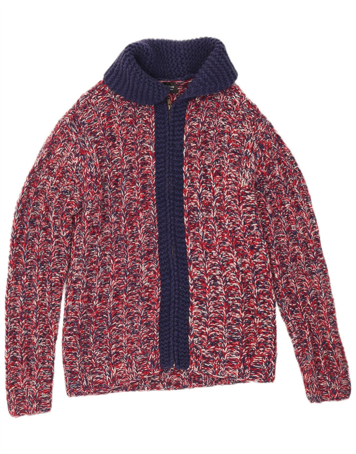 Sweter męski w stylu vintage, mały, czerwony, nakrapiany wełniany