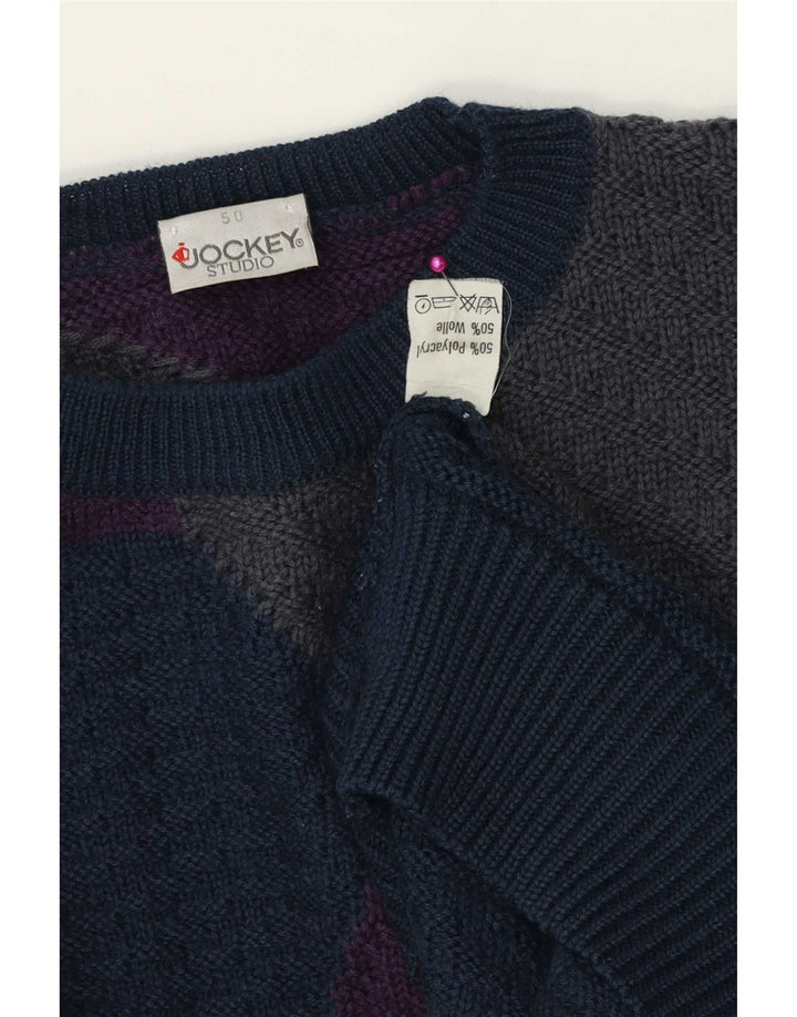 Męski sweter Jockey z okrągłym dekoltem IT 50 Średni, wielokolorowy blok kolorów