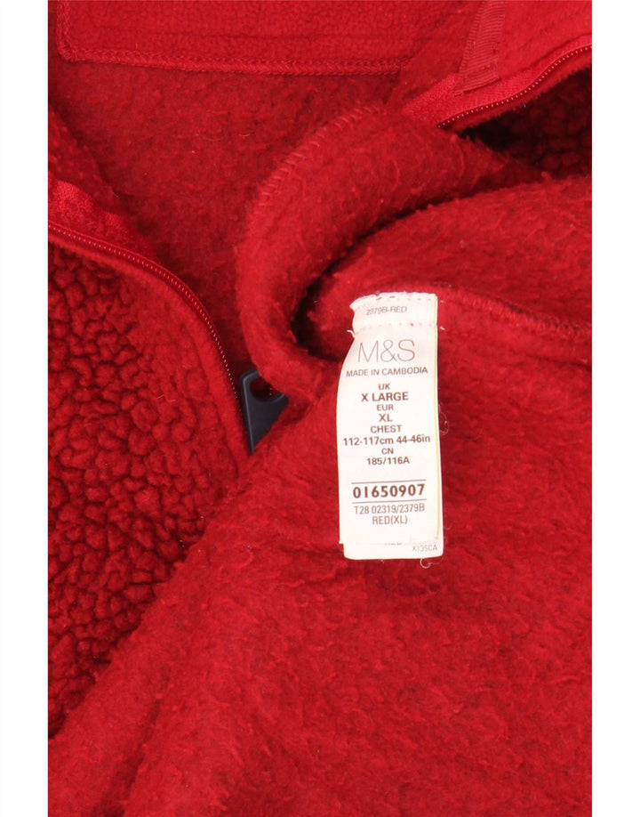Marks & Spencer Męski sweter polarowy XL z zamkiem błyskawicznym, bordowy poliester