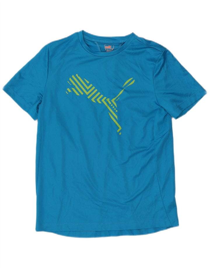 Chłopięcy T-shirt z grafiką Puma, 15-16 lat, niebieski poliester