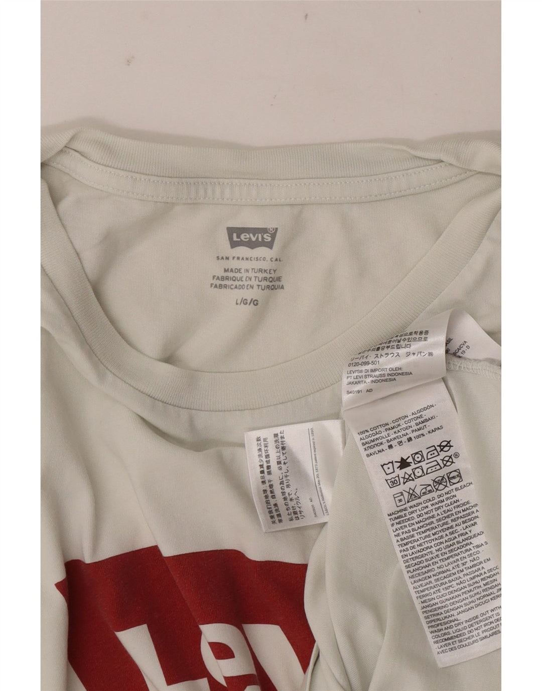 Męski T-shirt z grafiką Levi's, duży, biały, bawełniany