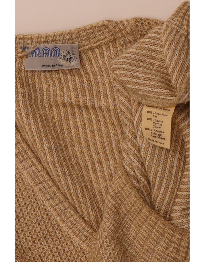 Męski podkoszulek VINTAGE z kamizelką, średnio beżowy, lniany