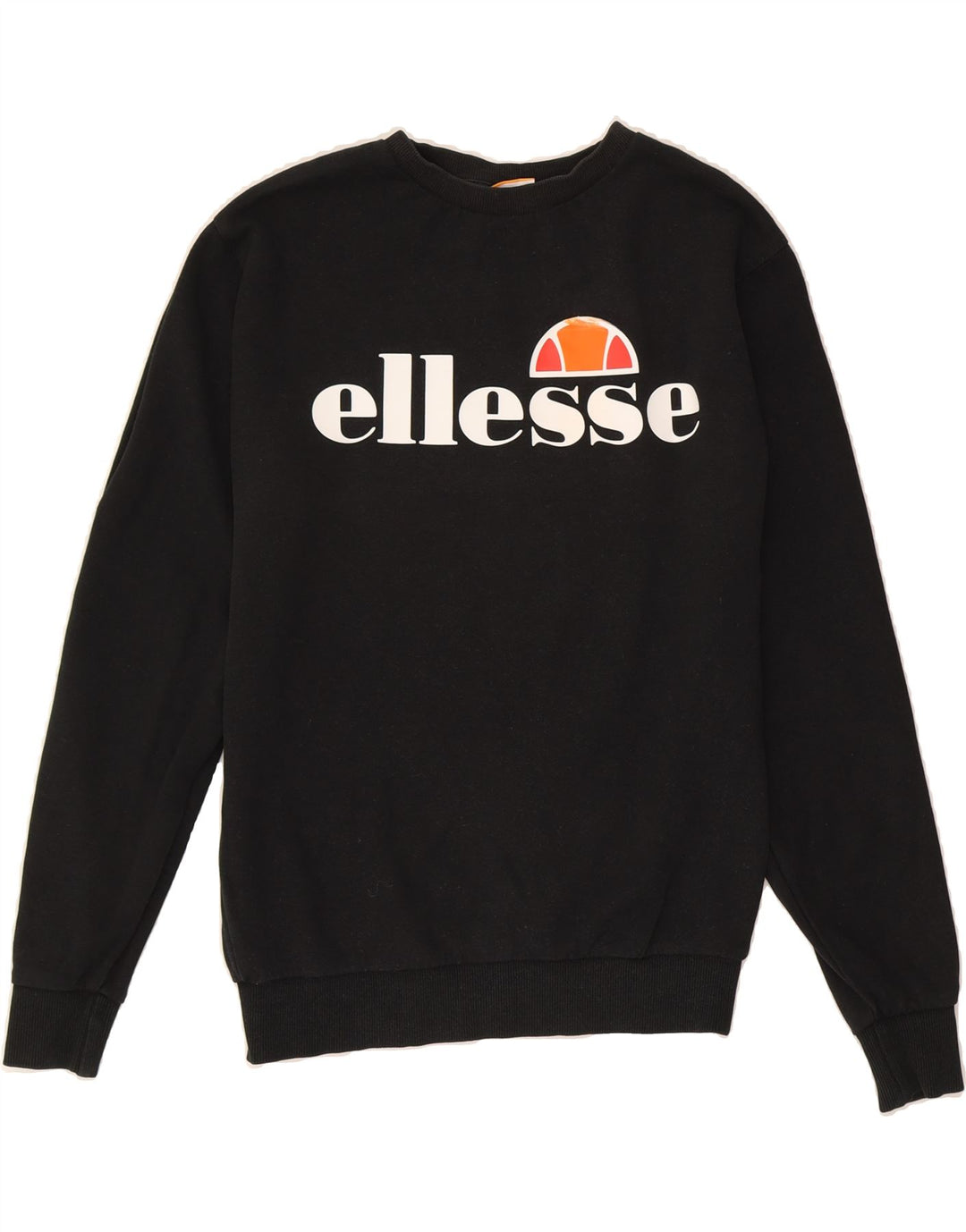 ELLESSE Womens Oversized Graphic Sweatshirt Jumper UK 8 Small Black Cotton Vintage Ellesse and Second-Hand Ellesse from Messina Hembry 