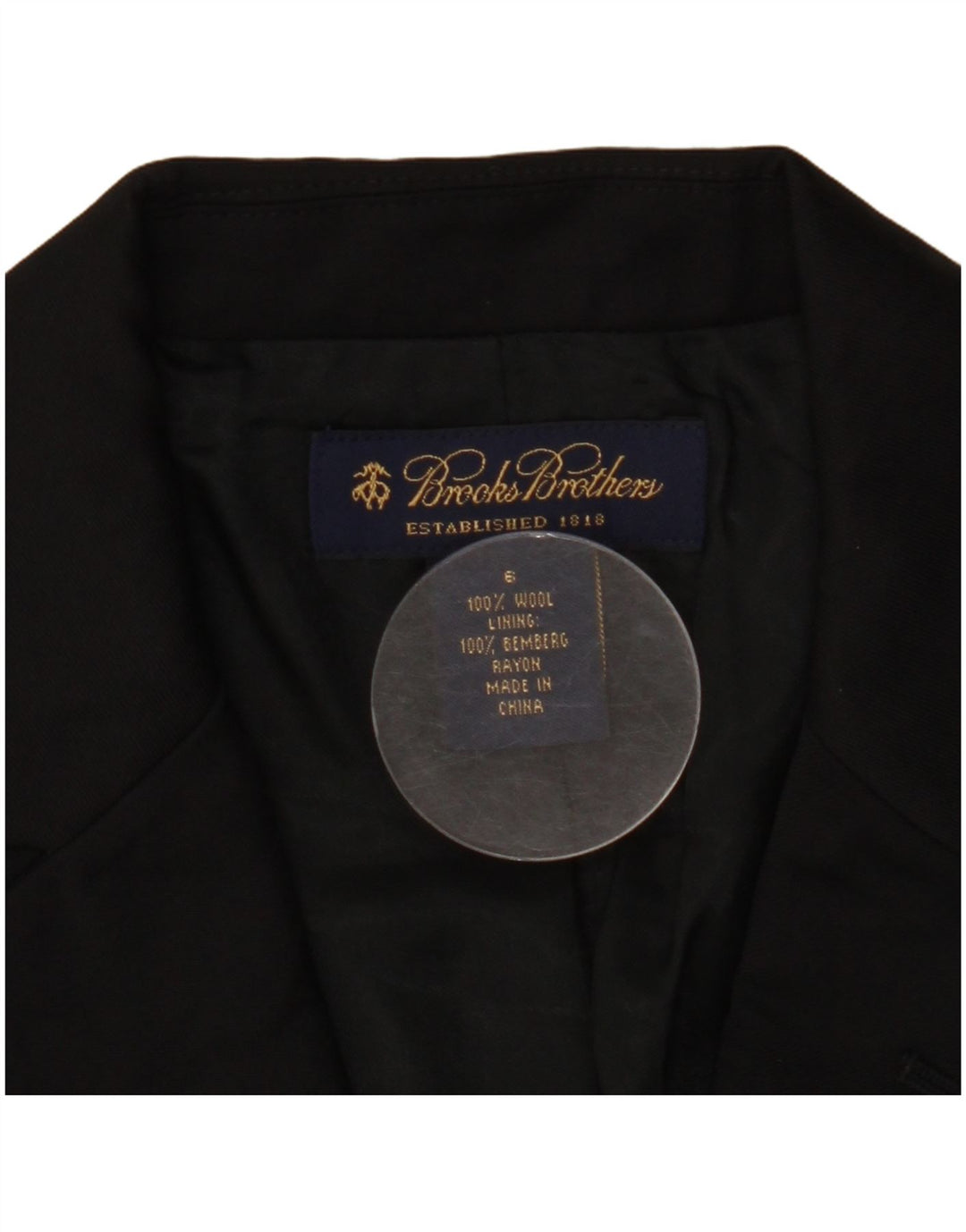 BROOKS BROTHERS Damska marynarka zapinana na 2 guziki US 6, średnia czarna wełna