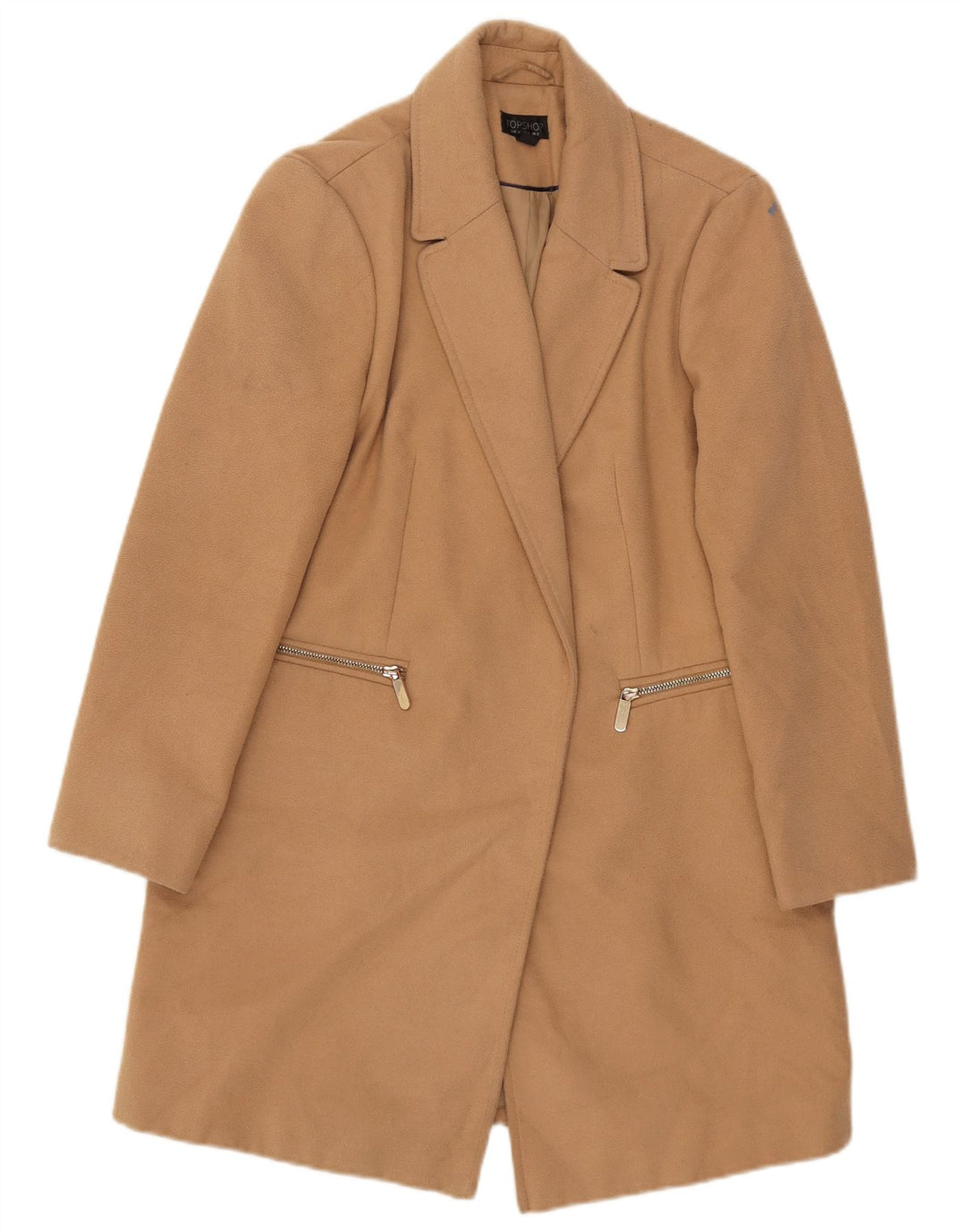 Topshop damski płaszcz otwarty UK 8 mały beżowy poliester