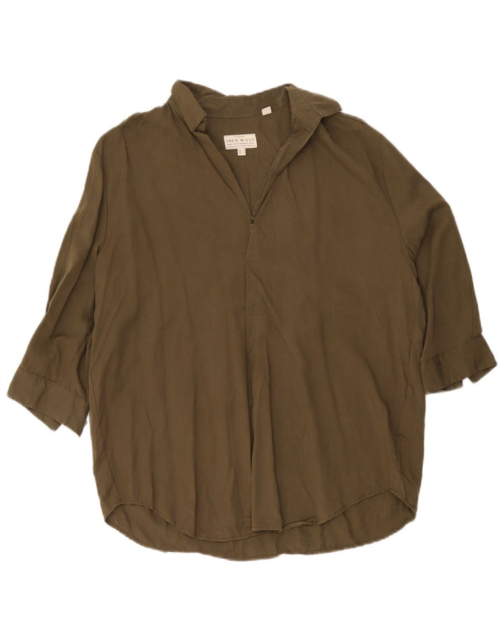 Damska koszula oversize Jack Wills z rękawem 3/4, UK 6 XS Khaki Lyocell