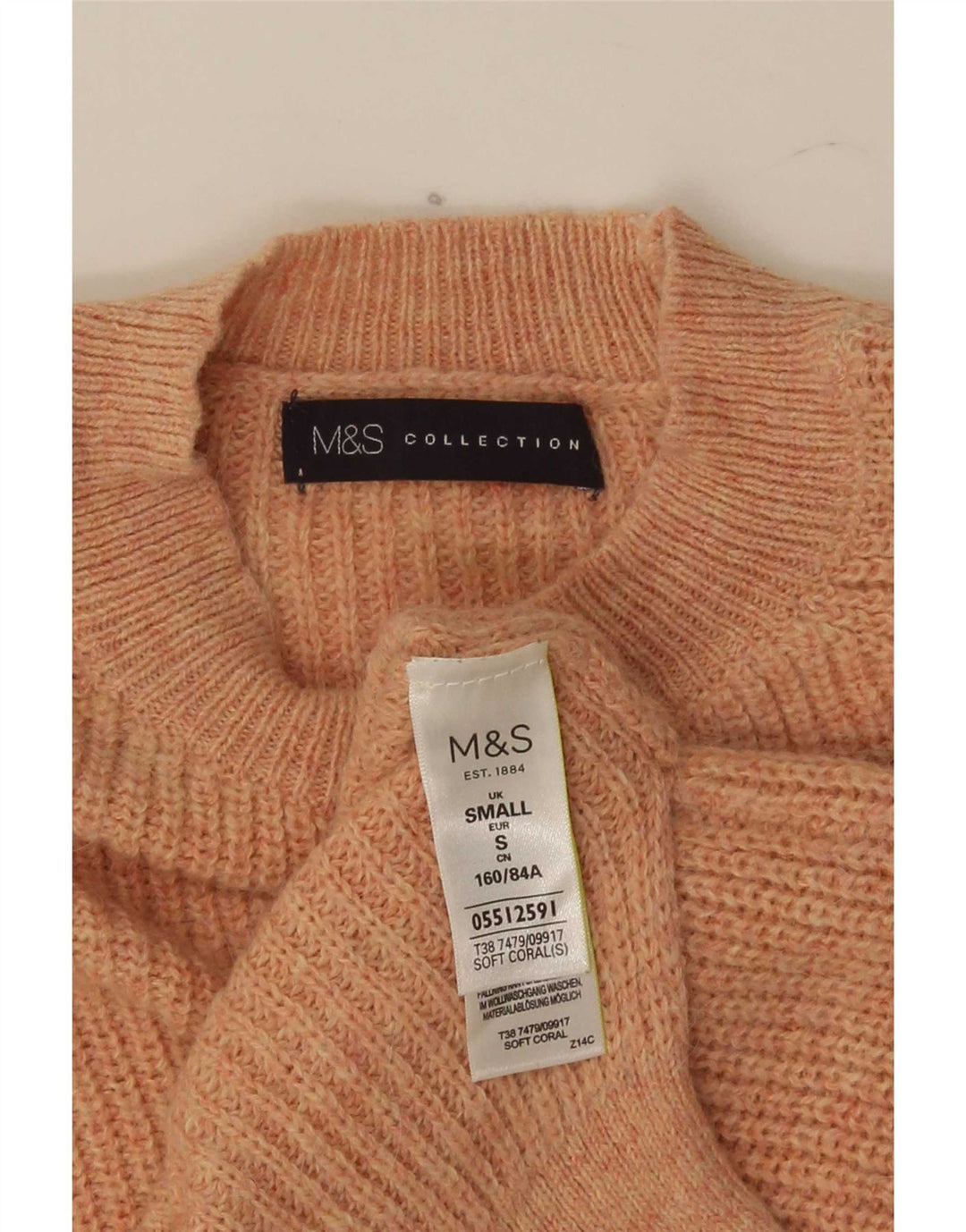 Marks & Spencer Damski sweter oversize z okrągłym dekoltem, UK 10, mały, różowy