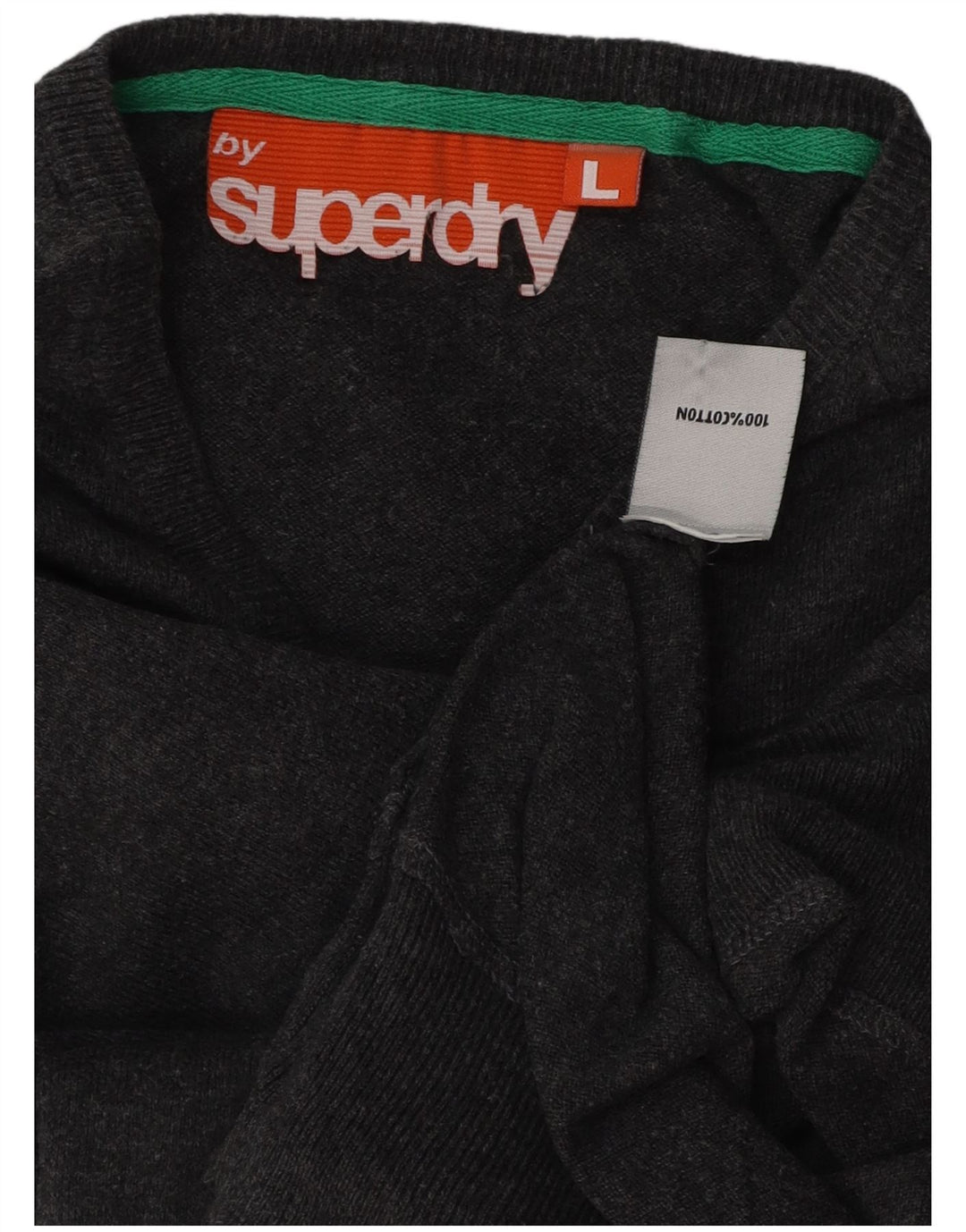 SUPERDRY Damski sweter z dekoltem w kształcie litery V, UK 16, duży, szary, bawełniany