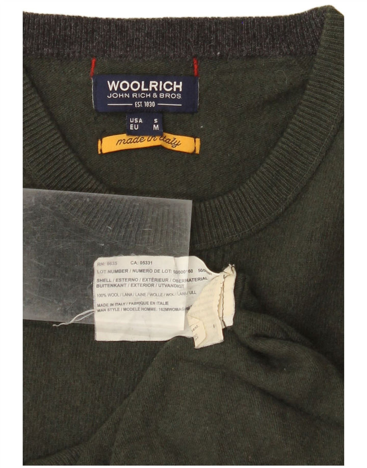 WOOLRICH Damski sweter z okrągłym dekoltem UK 14, średnia wełna khaki