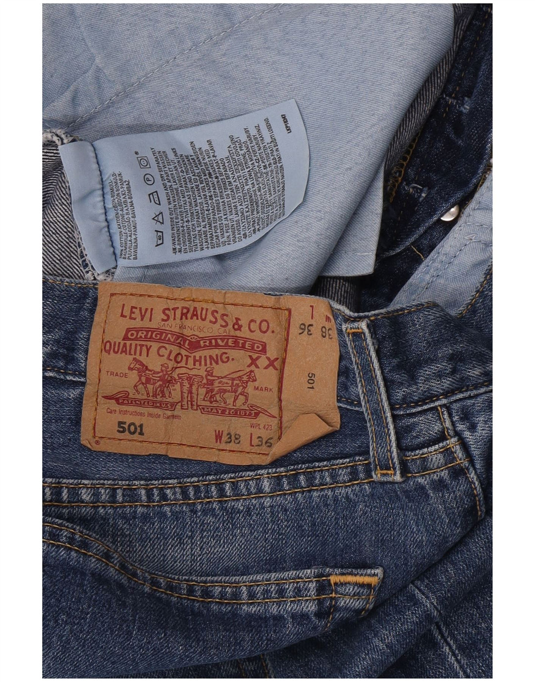 Męskie jeansy Levi's 501 Straight W38 L30 Niebieskie bawełniane