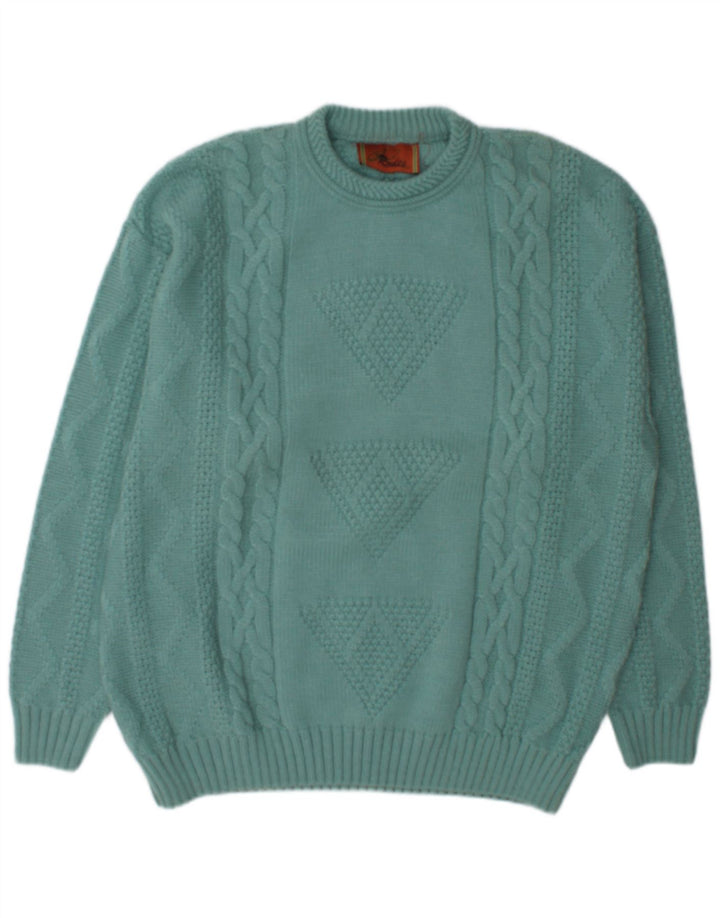 Męski sweter Rodes z okrągłym dekoltem XL, zielona wełna