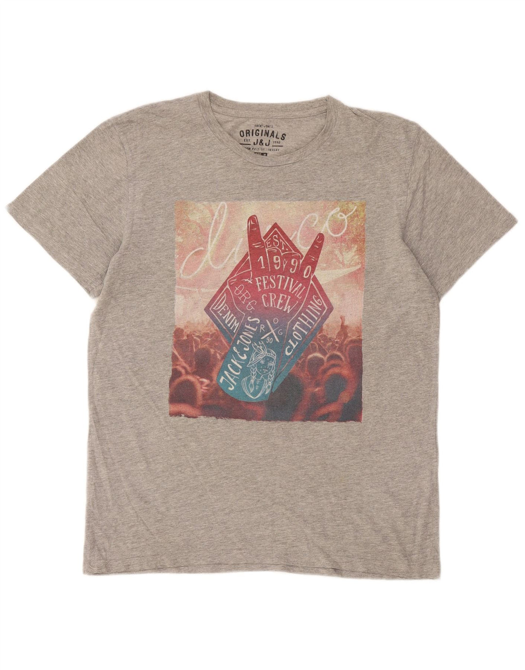 Męski T-shirt z grafiką Jack & Jones, średni szary