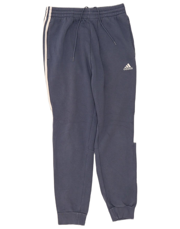 Męskie spodnie dresowe Adidas z grafiką, średnio niebieskie, bawełniane