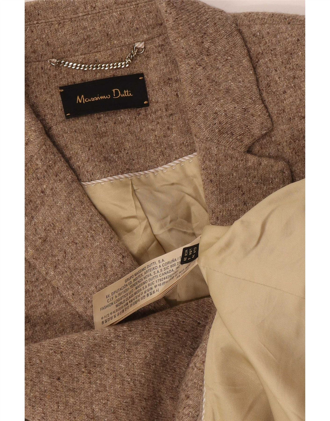 Damska marynarka Massimo Dutti zapinana na 2 guziki EU 38, mała, beżowa, wełniana