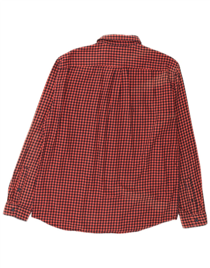 JACK WILLS Mens Classic Fit Flannel Shirt Large Red Gingham Cotton