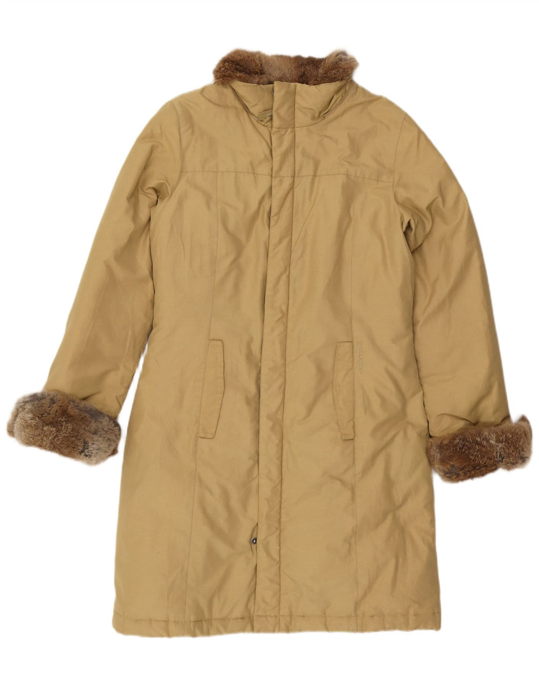 Damski płaszcz puchowy Woolrich UK 14, średni beż, bawełna
