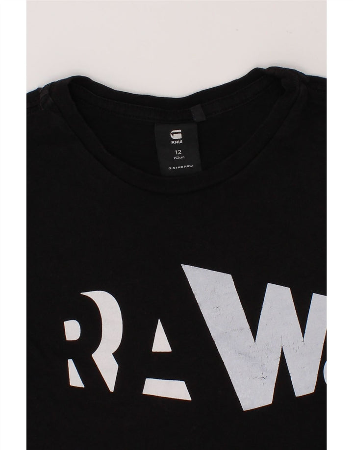 G-STAR Boys Graphic T-Shirt Top 11-12 Years Black Vintage G-Star and Second-Hand G-Star from Messina Hembry 