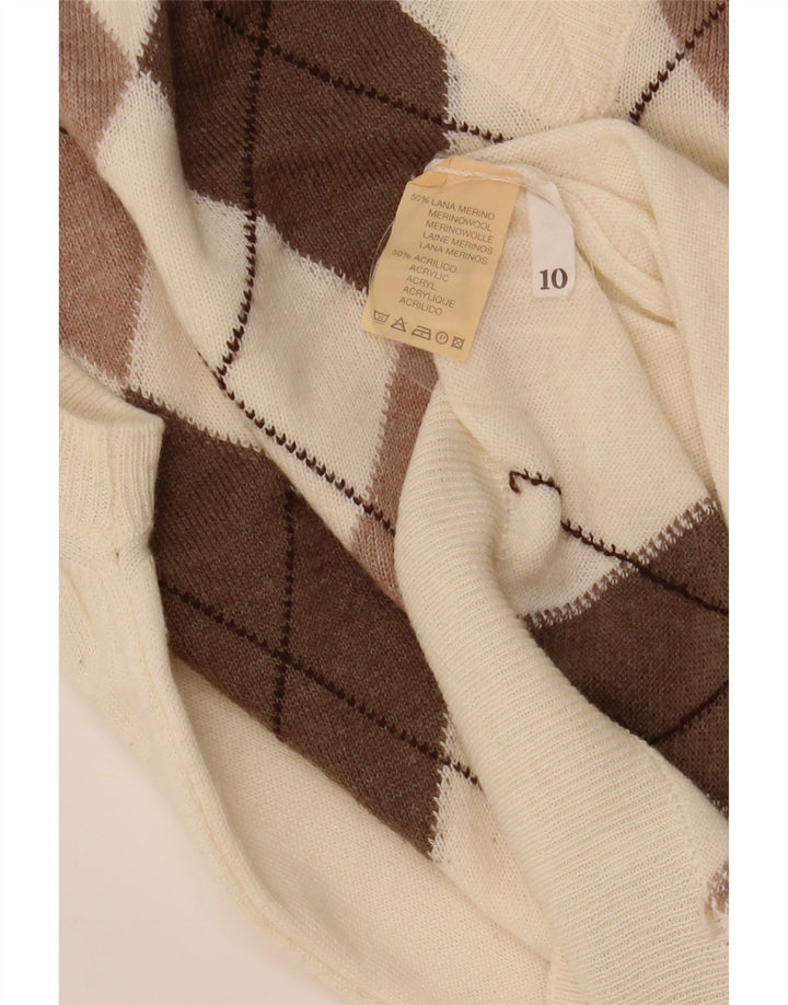 Męski podkoszulek VINTAGE z kamizelką, średni biały Argyle/diamentowa wełna