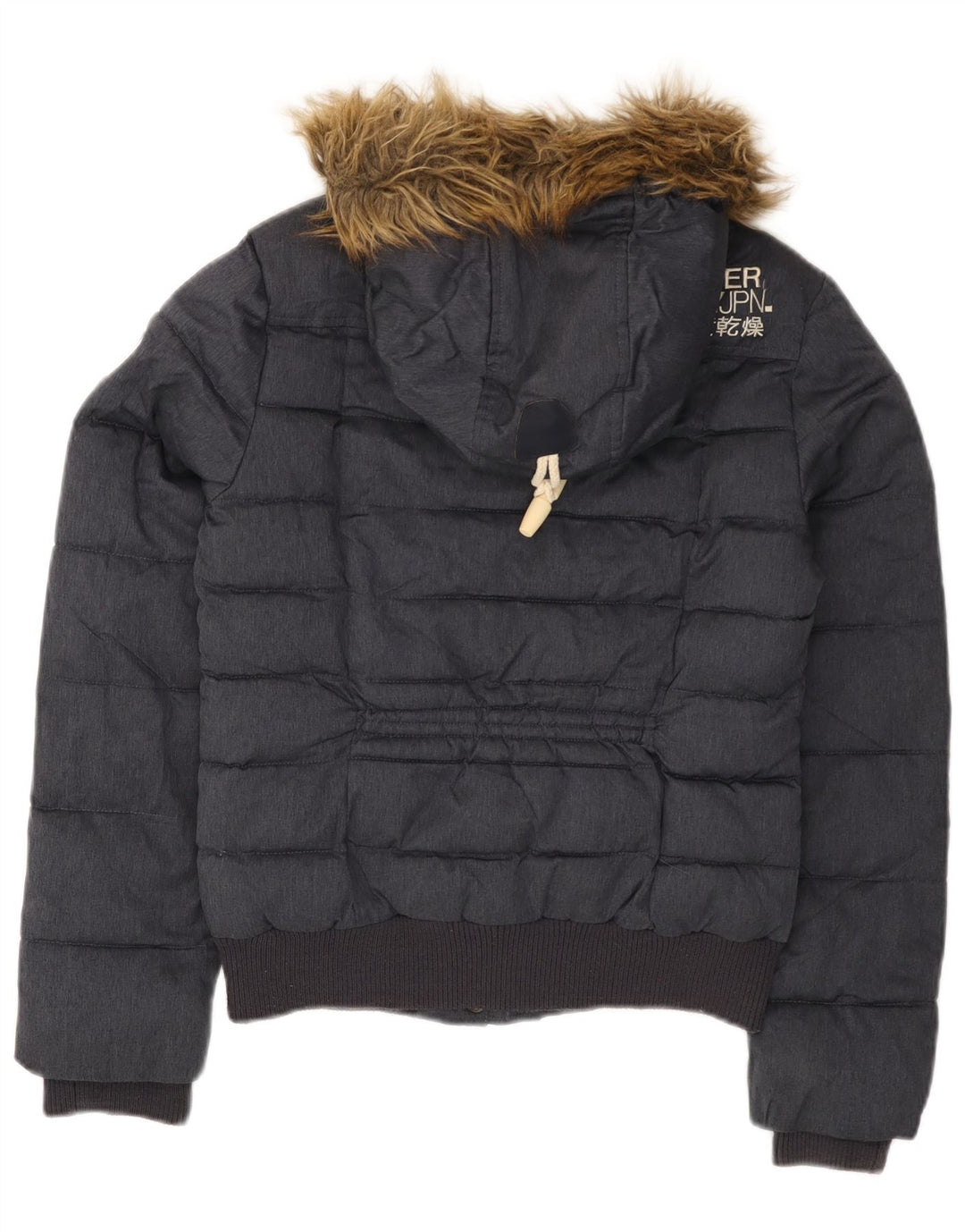 Damska wyściełana kurtka z kapturem Superdry UK 10, mała, szary poliester