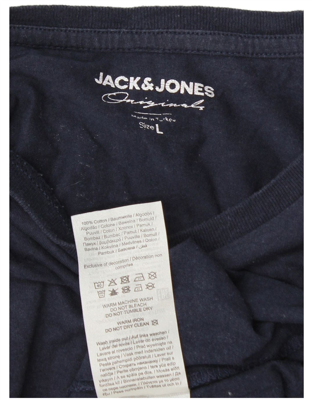 Męski top graficzny Jack & Jones z długim rękawem, duży, granatowy, bawełniany